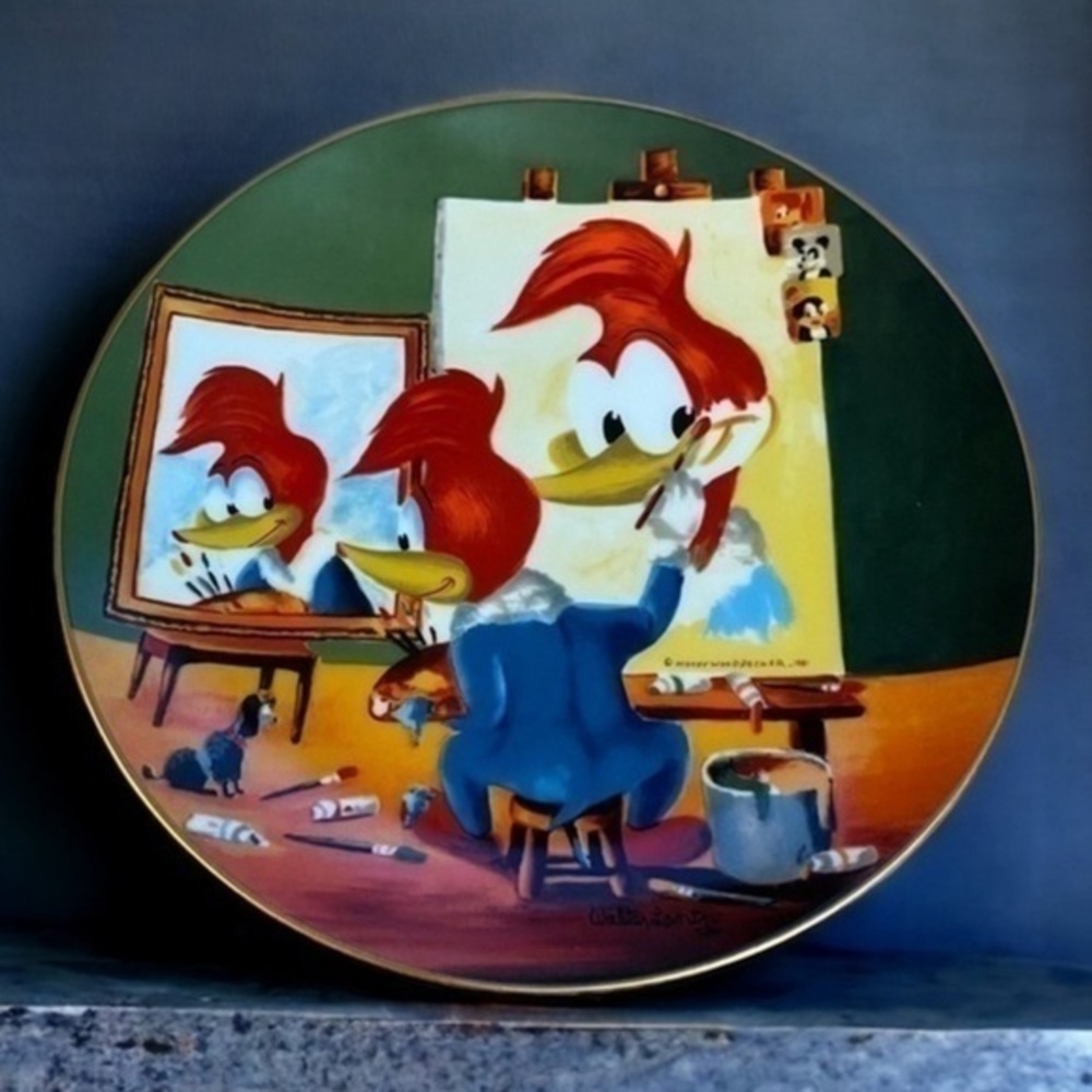 Woody Woodpecker 1983 Walter Lantz Triple Self-Portrait, original artwork.